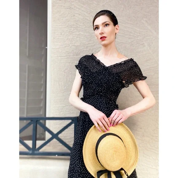 LUCY PARIS Polka Dot Off Shoulder Dorothy Dress - Picture 3 of 16